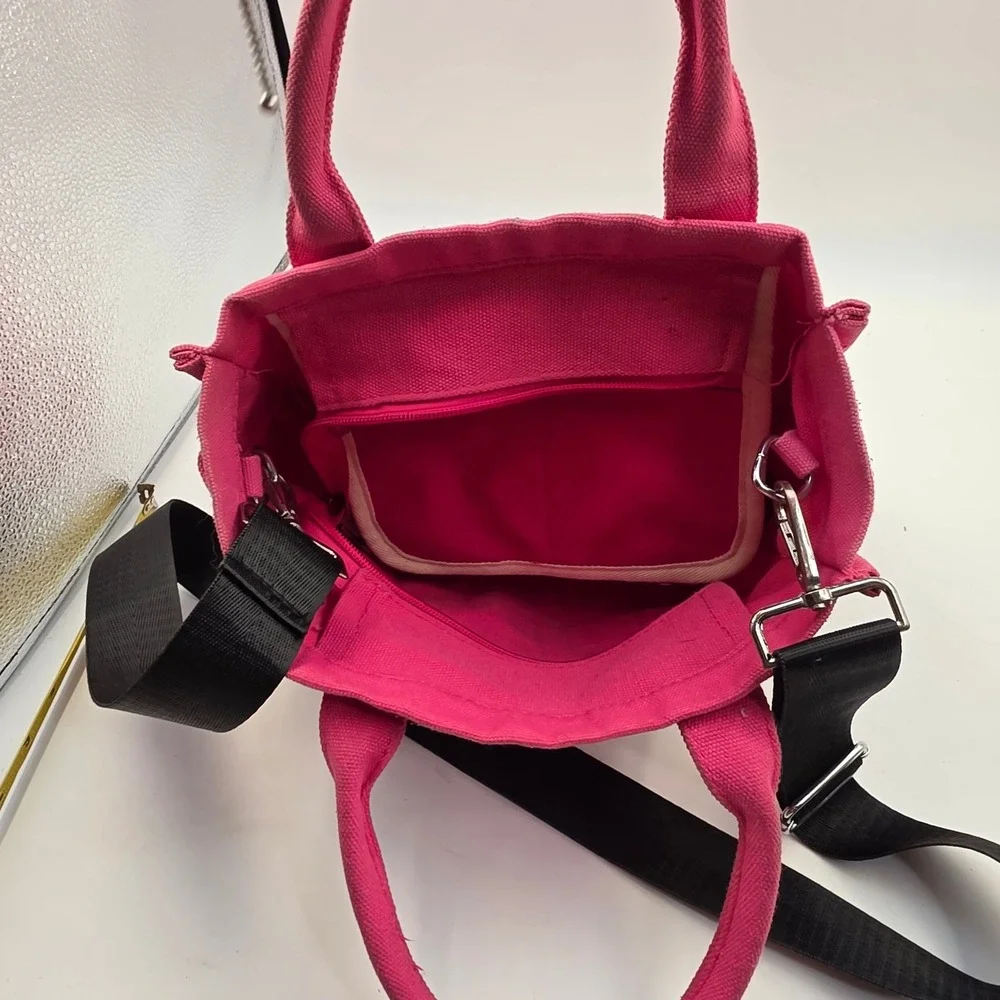 The Tote Bag Pink Canvas Crossbody Handbag Small Travel Satchel